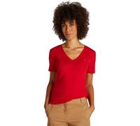 Tommy Hilfiger Donna T-Shirt Maniche Corte New Slim Cody con Scollo a V, Rosso (Primary Red), S