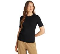 Tommy Hilfiger Donna T-Shirt Maniche Corte Rib Scollo Rotondo, Nero (Black), M