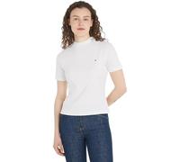 Tommy Hilfiger Donna T-Shirt Maniche Corte Slim Cody Scollo Rotondo, Bianco (Ecru), M