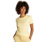 Tommy Hilfiger Donna T-Shirt Maniche Corte Slim Cody Scollo Rotondo, Multicolore (Citronella/Ecru STP), XXS