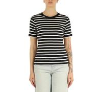 Tommy Hilfiger Donna T-Shirt Maniche Corte Slim Cody Scollo Rotondo, Multicolore (Dark Night Navy/Ecru STP), L