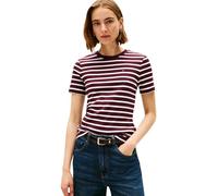Tommy Hilfiger Donna T-Shirt Maniche Corte Slim Cody Scollo Rotondo, Multicolore (Deep Burgundy/Ecru STP), S