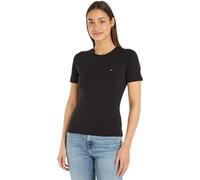 Tommy Hilfiger Donna T-Shirt Maniche Corte Slim Cody Scollo Rotondo, Nero (Black), M