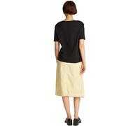 Tommy Hilfiger Donna T-Shirt Maniche Corte Stripe Gold con Bottoni, Nero (Black), M