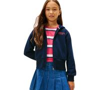 Tommy Hilfiger EMB High Rib Hem Zip Thru Kg0kg08988 Felpa con Cappuccio, Blue (Dark Night Navy), 12 Anni Bambina