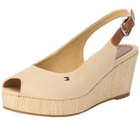 Tommy Hilfiger Espadrillas Wedge Donna Iconic Elba Sling Back Wedge Tacco a Zeppa, Beige (Harvest Wheat), 37