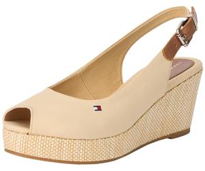 Tommy Hilfiger Espadrillas Wedge Donna Iconic Elba Sling Back Wedge Tacco a Zeppa, Beige (Harvest Wheat), 39