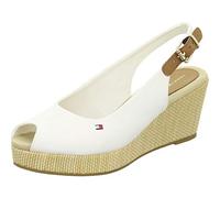 Tommy Hilfiger Espadrillas Wedge Donna Iconic Elba Sling Back Wedge Tacco a Zeppa, Bianco (Ivory), 39
