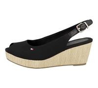 Tommy Hilfiger Espadrillas Wedge Donna Iconic Elba Sling Back Wedge Tacco a Zeppa, Nero (Black), 41