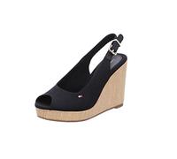 Tommy Hilfiger Espadrillas Wedge Donna Iconic Elena Sling Back Wedge Tacco a Zeppa, Nero (Black), 41