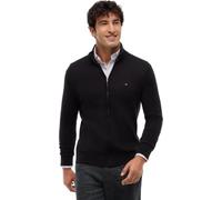 Tommy Hilfiger Uomo Pullover con Cerniera Essential Cotton Zip Thru Colletto alla Coreana, Nero (Black), S