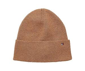 Tommy Hilfiger Essential Flag Beanie AW0AW13819 Cappello in Maglia, Marrone (Countryside Khaki Melange), OS Donna