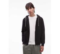 Tommy Hilfiger Uomo Felpa con Cappuccio e Zip Essential Fleece Zip Through con Tasche, Nero (Black), L