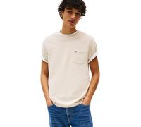 Tommy Hilfiger Uomo T-Shirt Maniche Corte Essential con Taschino sul Petto, Avorio (Newsprint), L
