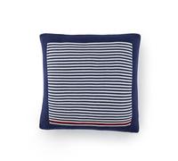 Tommy Hilfiger - federa decorativa per cuscino, blu navy, maglia, 100% cotone biologico, mini righe e bordo a tinta unita, morbida e moderna, copricuscino 40x40 cm