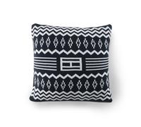 Tommy Hilfiger - federa decorativa per cuscino, blu navy, parte anteriore in maglia parte posteriore in sherpa, cotone e poliestere, maglia con motivo jacquard calda avvolgente, copricuscino 40x40 cm