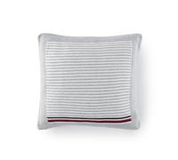 Tommy Hilfiger - federa decorativa per cuscino, grigia, maglia, 100% cotone biologico, mini righe e bordo a tinta unita, morbida e moderna, copricuscino 40x40 cm