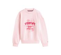 Tommy Hilfiger felpa bambina con logo flock rosa