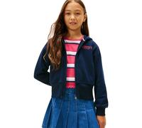 Tommy Hilfiger Felpa con Cappuccio da Ragazza EMB a Costine Alte con Zip Thru KG0KG08988, Blu (Dark Night Navy), 3 Anni, Blu (Dark Night Navy), 3 Anni