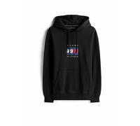 Tommy Hilfiger Uomo Felpa con Cappuccio Linear Flag Graphic in Cotone, Nero (Black), S