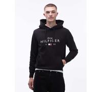 Tommy Hilfiger - Felpa con cappuccio nera con logo grande al centro-Nero 48