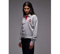 Tommy Hilfiger - Felpa da casa grigio mélange con stemma L