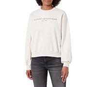 Tommy Hilfiger Felpa da Donna Corp Logo MDRN SWTSRT WW0WW47831 Pullover, Bianco (Ecru Heather), XL, Bianco (Ecru Heather), XL