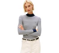Tommy Hilfiger Felpa da Donna in Jersey FINE GG Mock-NK LS Swt WW0WW47462, Blu, XXXL, Blu (Bretton Stripe Dark Night Navy), 3XL Plus Tall
