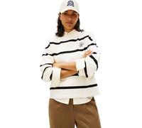 Tommy Hilfiger Felpa da Donna TH Script MDRN Terry SWTSHRT WW0WW48431, Beige (Calico/Nero STP), M, Beige (Calico/Nero STP), M