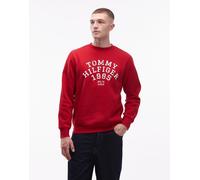 Tommy Hilfiger Uomo Felpa Archive con Scollo Rotondo, Rosso (Medium Red), M