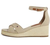 Tommy Hilfiger Donna Espadrillas Wedge Flag Criss-Cross Mid con Cinturino alla Caviglia, Beige (Horseradish), 41