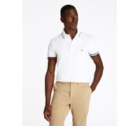 Tommy Hilfiger Uomo Maglietta Polo Maniche Corte Flag Cuff Slim Fit, Bianco (White), S