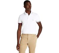 Tommy Hilfiger Uomo Maglietta Polo Maniche Corte Flag Cuff Slim Fit, Bianco (White), L