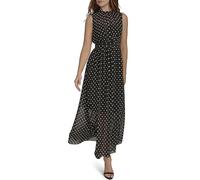Tommy Hilfiger Flattering Fancy Maxi Sleeveless Dress Vestito, Nero/Avorio, 38 Donna
