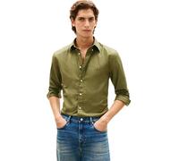 Tommy Hilfiger Flex Poplin Solid RF Shirt Mw0mw37550 Camicia L/S, Green (Dark Artichoke), L Uomo