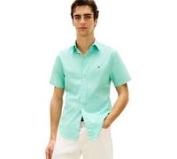 Tommy Hilfiger Flex Poplin Solid S/S Shirt Mw0mw42630 Camicia, Blue (Arctic Aqua), L Uomo