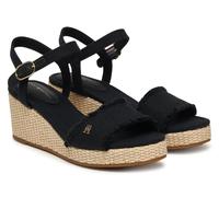 TOMMY HILFIGER FW0FW09470 BDS MID WOVEN WEDGE ESPADRILLAS FRINGE SANDALI BLACK