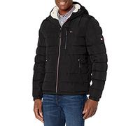 Tommy Hilfiger Giacca da uomo con cappuccio e cappuccio in sherpa di peso medio, Black Tech., XX-Large
