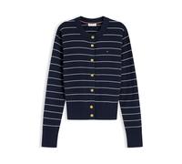 TOMMY HILFIGER Giacchetta 'Logo Gold-tone Button' navy / bianco Donna - PROMO - Pullover e cardigan - Maglioni - Cardigan TOMMY HILFIGER L
