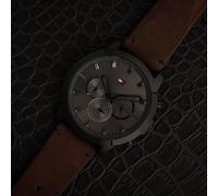 Orologio Uomo TOMMY HILFIGER JAMESON 1791799 Pelle Marrone Nero Dual TIme