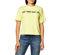 Tommy Hilfiger Jeans Boxy Crop Tape SS Tee T-Shirt Donna DW0DW10147 LT3 Faded Lime (XS)