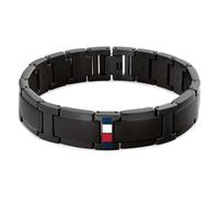 Tommy Hilfiger Jewelry Bracciale a Maglie da Uomo in Acciaio Inossidabile Nero con la Iconica Bandiera 2790659