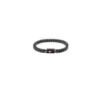 Tommy Hilfiger Jewelry Braccialetto a Catena da Uomo in Acciaio Inossidabile Nero con la Iconica Bandiera 2790649S