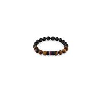 Tommy Hilfiger Jewelry Braccialetto di Perline da Uomo con Perle in Onice Nero, Occhio di Tigre e Legno Scuro - 2790631