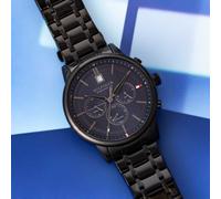 Tommy Hilfiger Orologio analogico multifunzione al quarzo da uomo con cinturino in acciaio inossidabile Nero - 1791633