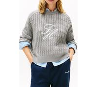 Tommy Hilfiger Logo Embroidery Relaxed Cable Knit Jumper Med Heather Grey Taglia: S | Maglioni a maglia Outlet | Donna | Grigio