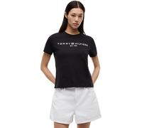Tommy Hilfiger Maglietta a Maniche Corte da Donna con Scollo Rotondo, Nero, 76