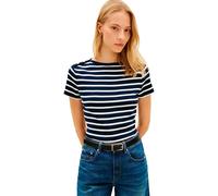 Tommy Hilfiger Gold Button Slim SS Tee Ww0ww49250 Maglietta S/S, Blue (Breton Stripe Dark Night/Ecru), XL Donna