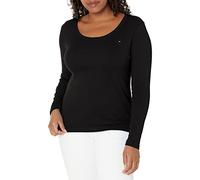 Tommy Hilfiger, Maglietta da donna a maniche lunghe con scollo rotondo, nero, S