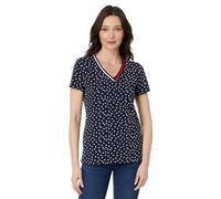 Tommy Hilfiger Maglietta da Donna con Scollo, Sky Captain/Bianco Brillante, M